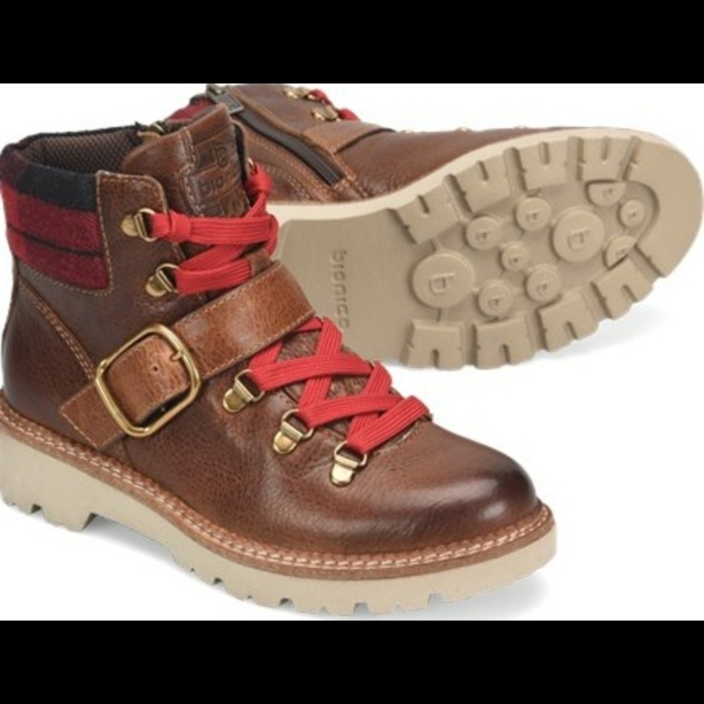 Bionica Brown Women Boots With Red Laces